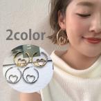 Yahoo! Yahoo!ショッピング(ヤフー ショッピング)爆買 ハート フープピアス 大人 かわいい 大ぶり ゴールド シルバー 女性 アクセサリー レディース デイリー カジュアル 型押し オープンハート