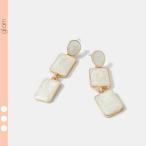 Yahoo! Yahoo!ショッピング(ヤフー ショッピング)爆買 2連 スクエア マーブル柄 ゴールド ピアス ゆらゆら 揺れる 新作 韓国  プチプラ 人気 キレイめ 大人