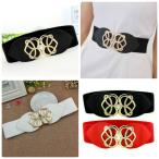 ベルト レディース ダイナミック ハートモチーフ ゴールドバックル ウエスト ベルト レディース 革