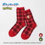 ポケモン ソックス レディース ピカチュウ 刺しゅう Plaid1 クルー丈 カジュアル 靴下 女性 キャラクター 日本製 03307010