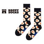 Happy Socks ハッピーソックス Sunny Side Up サニーサイドアップ 目玉焼き ブラック クルー丈 ソックス 靴下 メンズ レディース 10240077
