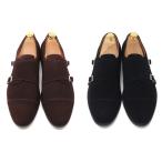 ショッピングストラップ GLENFORD 本革 スエード ダブル モンクストラップ ビジネスシューズ マッケイ製法 ブラック ダークブラウン S3005