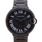 カルティエ（CARTIER）バロンブルーLM（W69012Z4）42mm フルブラックカスタム（ブラックPVD） フルブラックダイヤブレス 腕時計 メンズ