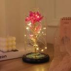  стекло купол. искусственный цветок rose 1 шт,LED свет ( розовый )