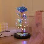  стекло купол. искусственный цветок rose 1 шт,LED свет ( синий )