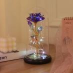  стекло купол. искусственный цветок rose 1 шт,LED свет ( фиолетовый )