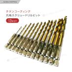 六角軸鉄工用ドリル刃 1.5〜6.5mm 13本セット ハイス鋼 工具ドリルビット キリ 電気ドリル インパクトドライバー 電動 ドリルビット チタンコーティング