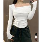 ワンオフショルダーTシャツ肩出しトップス