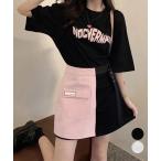 ロゴTシャツワンピース 巻きミニスカート