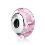  очарование розовый цветок пятно no стекло плавающий * цветок 925 sterling серебряный 