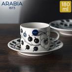 アラビア Arabia ブラック パラティッシ ブラパラ カップ & ソーサー セット 180mL Paratiisi Cup Saucer マグ 皿 食器 フィンランド