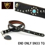 ショッピングターコイズ 【ナロー幅】 HTC USA 793-5971054 END ONLY SN33 TQ STONE 0.75 BELT ブラックレザー/ターコイズストーン/ニッケルスタッズ/ニッケルバックル Made in USA