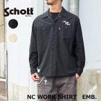2025FW Schott ショット 782-5220002 NC WORK SHIRT EMB. エヌシー 刺繍 ワークシャツ ブラック ベージュ トップス メンズ シャツ ブラウス 羽織  正規店