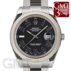 ロレックス デイトジャストII 116334 ブラック ローマ グレーダイヤル ROLEX 【中古】 ...