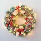 ショッピングクリスマスリース 新年飾り クリスマス花輪 クリスマスリース ドアリース LED付き フラワーリース ドア店舗 玄関 庭園 部屋 壁飾り ガーランド pvc 飾り