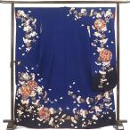 振袖 身丈168cm 裄66cm レディース 袷 花柄 裄長 裄M-Lサイズ 秋冬春用 正絹(シルク)ネイビー トールサイズ 美品