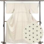 小紋 リサイクル着物 身丈164cm 裄64cm 前幅26cm 後幅30cm 袖丈45cm 袖幅33cm 袷 麻の葉 裄Mサイズ 秋冬春用 正絹（シルク）ホワイト トールサイズ 美品 リメイ