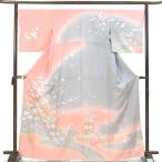 訪問着 身丈167cm 裄68cm レディース 袷 花柄 裄長 裄Lサイズ 秋冬春用 正絹（シルク）桃色 トールサイズ 美品