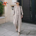 オールインワン レディース 大きいサイズ オーバーオール つなぎ レディース ジャンプスーツ リネン風 ワイドパンツ Vネック ロング丈 ゆったり