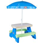 Little Tikes社傘付きピクニックテーブル-ブルー グリーン Little Tikes Easy Store Jr Picnic Table with Umbrella - Blue Green 並行輸入品