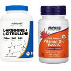 Nutricost社Lアルギニン500mg &amp; Lシトルリン 250mg 配合サプリメント240粒入とおまけビタミンD3-5000IU-240粒