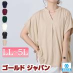 大きいサイズ レディース トップス カットソー 半袖 接触冷感 スキッパー ドルマン 通勤 春コーデ 春 夏 LL 2L 3L 4L 5L ブラック 黒 ホワイト 白 ベージュ