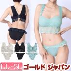 大きいサイズ レディース インナー 下着 セット ブラジャー レースナイトブラ＆ショーツセット 春夏 秋冬 LL 2L 3L 4L 5L 黒 白 ミント ゴールドジャパン