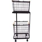 ショッピングランドリーバスケット ランドリーバスケット 2段 ランドリーワゴン おしゃれ スリム 洗濯カゴ キャスター ランドリーラック 収納ボックス 洗濯物入れ ホワイト ランドリー収納