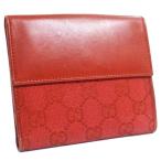 ショッピングＧＧキャンバス グッチ Wホック 二つ折り財布 レディース GGキャンバス レザー レッド 143387 中古  GUCCI