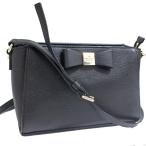 ケイトスペード リボン ショルダーバッグ レディース 型押しレザー ブラック 中古 Kate Spade