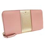 ケイトスペード ラウンドファスナー 長財布 レディース 型押しレザー ピンク ゴールド PWRU4529 中古 Kate Spade