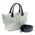 ショッピングchloe クロエ ベイリー 2wayハンドバッグ バイカラー ショルダーバッグ レディース レザー ネイビー  ライトグレー 3S0170 中古 送料無料 Chloe