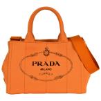 プラダ PRADA カナパ ミニ ハンドバッグ キャンバス 1BG439 オレンジ ロゴ ショルダーバッグ