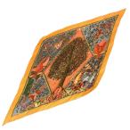  Hermes HERMES Calle 90 плиссировать мир. центр ось Axis Mundi шарф шелк orange 
