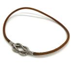  Hermes HERMESatame короткое колье серебряный 2 полосный браслет 
