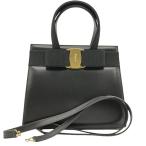 フェラガモ Ferragamo ヴァラ リボン ハンドバッグ 2WAY 21-4178 ブラック レディース