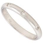 カルティエ Cartier 3Pダイヤ ウェディング バンド リング 指輪 ダイヤモンド #52 Pt950 2.9g