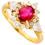 リング 指輪 ルビー 0.70ct 約11号 K18YG 3.1g イエローゴールド ダイヤモンド 0.56ct レディース