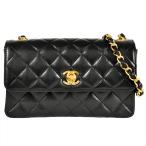 シャネル CHANEL ミニ マトラッセ チェーン ショルダーバッグ レザー ブラック