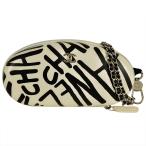  Chanel CHANEL здесь ne-ju с откидным верхом Zip around солнцезащитные очки кейс очки кейс кожа AP2368 белый черный цепь сумка на плечо 