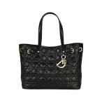 ディオール Dior カナージュ パナレア トートバッグ コーティングキャンバス レザー ブラック レザー レディース