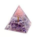 オルゴナイト ピラミッド 招財樹 ツリー 天然石 さざれ アメジスト ローズクォーツ 幅 約5cm orgonite pyramid  置物 パワーストーン