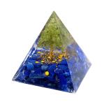 オルゴナイト ピラミッド 招財樹 ツリー 天然石 さざれ ラピスラズリ ペリドット 幅 約5cm orgonite pyramid  置物 パワーストーン