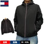 TOMMY HILFIGER トミーヒルフィガー メンズ フルジップ フーデッド パフォーマンス ソフトシェルジャケット 157AP294 ブラック 撥水 防風 高通気 防寒 パーカー