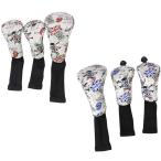 ゴルフ ヘッドカバー 3個セット スカル PUレザー ウッドヘッドカバー (#1・#3・#5) AH067