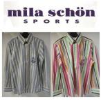 【秋冬物セール 60%OFF !!】mila schon SPORTS  ミラショーンスポーツ ボーダー柄ボタンダウン布帛 長袖シャツ【33260-111】