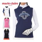 マリクレール ダンボールニット フーディー ベスト + ハイネック 長袖 インナーシャツ セット ゴルフウェア レディース M-LL 714-5002