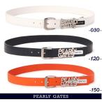 PEARLY GATES パーリーゲイツ シンボリックな2段ロゴデコレーション メンズ本革エンボスロゴベルト 053-4282001/24D