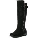 ショッピングforever21 【並行輸入品】Forever Mango-21 レディース ウィンクルバックシャフト サイドジップ ニーハイ フラット ライディングブーツ US サイ