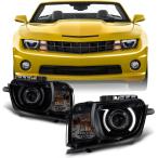 ショッピング2012 【並行輸入品】AKKON - ブラック スモーク 2010 2011 2012 2013 シボレー カマロ ドライバー&助手席用 両側プロジェクターヘ